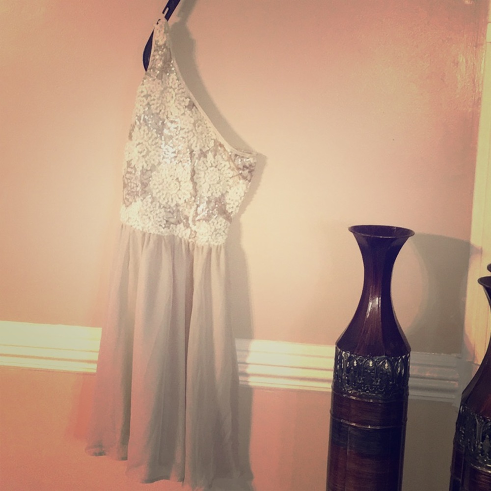 Pink Coconut Boutique sequin/champagne dress NWT